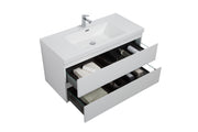 Laviva 313AUR-36GPW-GW Aurora 36" Glossy Polar White Wall Hung Bathroom Vanity with White Acrylic Countertop - view 3