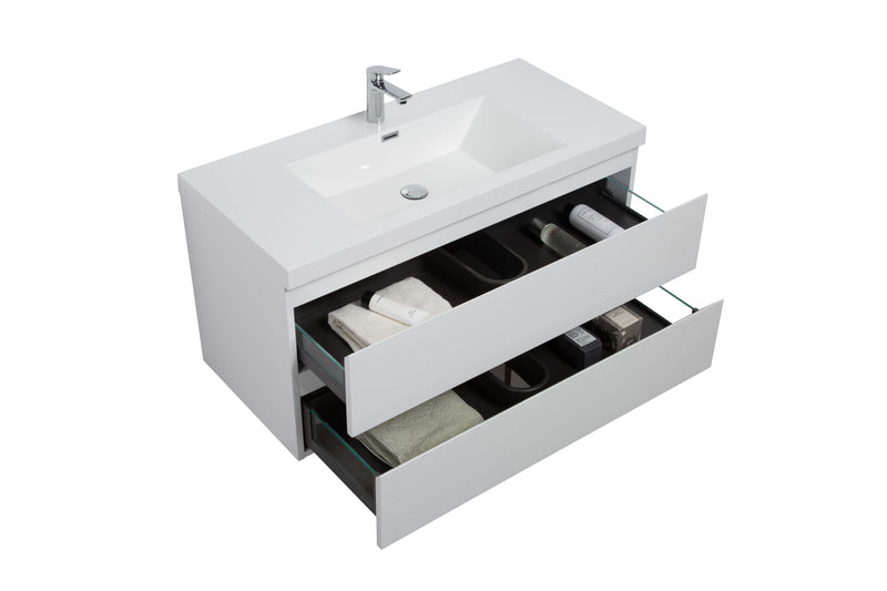 Laviva 313AUR-36GPW-GW Aurora 36" Glossy Polar White Wall Hung Bathroom Vanity with White Acrylic Countertop - view 3