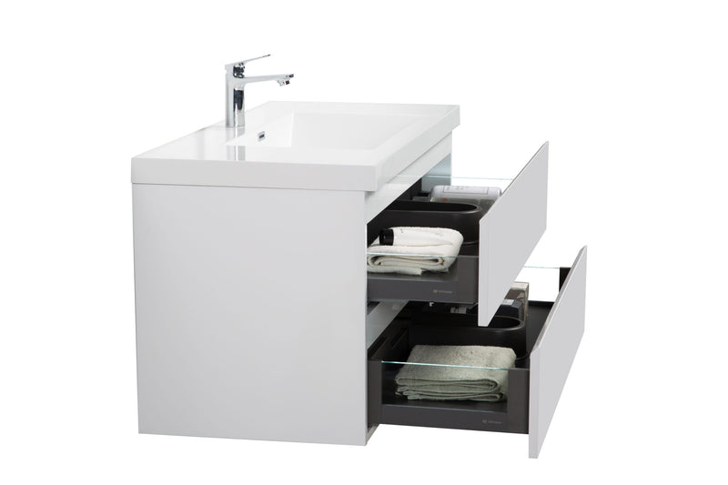 Laviva 313AUR-36GPW-GW Aurora 36" Glossy Polar White Wall Hung Bathroom Vanity with White Acrylic Countertop - view 4
