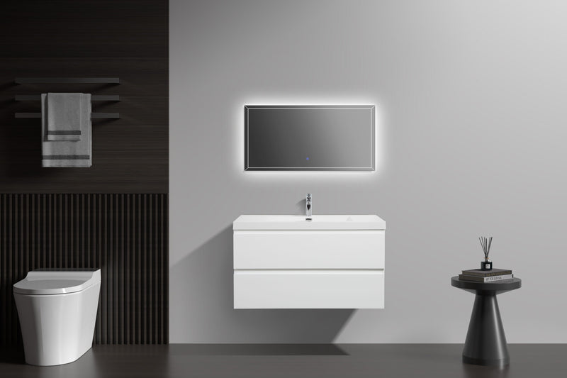 Laviva 313AUR-36GPW-GW Aurora 36" Glossy Polar White Wall Hung Bathroom Vanity with White Acrylic Countertop - view 6
