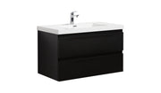 Laviva 313AUR-36MMB-GW Aurora 36" Matte Midnight Black Wall Hung Bathroom Vanity