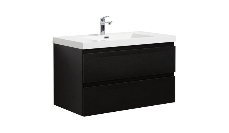 Laviva 313AUR-36MMB-GW Aurora 36" Matte Midnight Black Wall Hung Bathroom Vanity