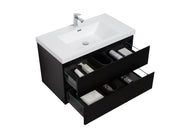 Laviva 313AUR-36MMB-GW Aurora 36" Matte Midnight Black Wall Hung Bathroom Vanity with White Acrylic Countertop - view 3