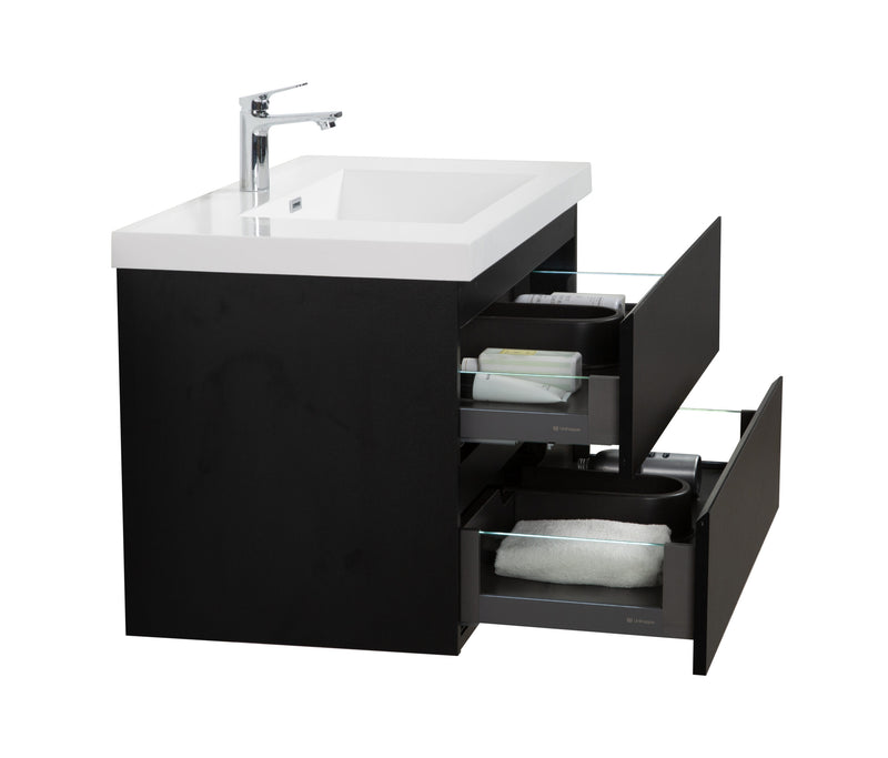 Laviva 313AUR-36MMB-GW Aurora 36" Matte Midnight Black Wall Hung Bathroom Vanity with White Acrylic Countertop - view 4