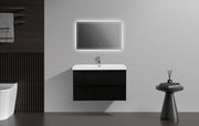 Laviva 313AUR-36MMB-GW Aurora 36" Matte Midnight Black Wall Hung Bathroom Vanity with White Acrylic Countertop - view 6