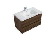 Laviva 313AUR-36SW-GW Aurora 36" Smokey Walnut Wall Hung Bathroom Vanity with White Acrylic Countertop - view 2