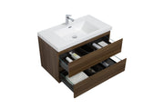 Laviva 313AUR-36SW-GW Aurora 36" Smokey Walnut Wall Hung Bathroom Vanity with White Acrylic Countertop - view 3