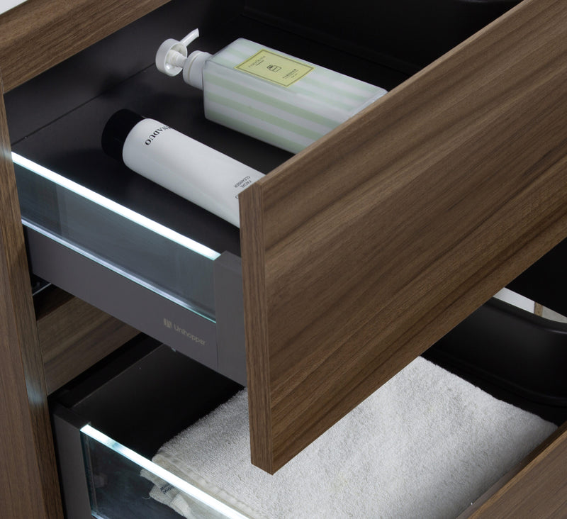 Laviva 313AUR-36SW-GW Aurora 36" Smokey Walnut Wall Hung Bathroom Vanity with White Acrylic Countertop - view 5