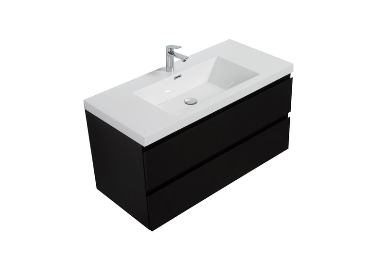 Laviva 313AUR-42MMB-GW Aurora 42" Matte Midnight Black Wall Hung Bathroom Vanity with White Acrylic Countertop - view 2