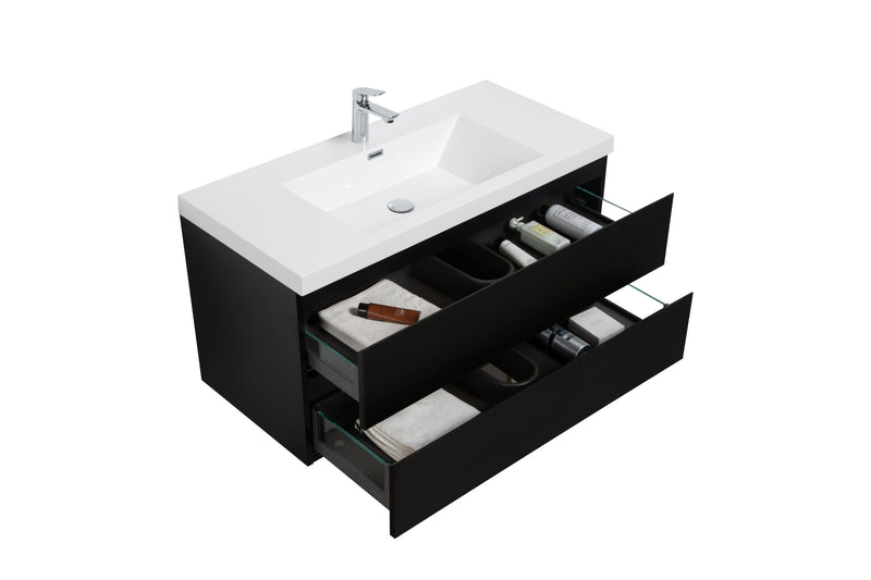 Laviva 313AUR-42MMB-GW Aurora 42" Matte Midnight Black Wall Hung Bathroom Vanity with White Acrylic Countertop - view 3