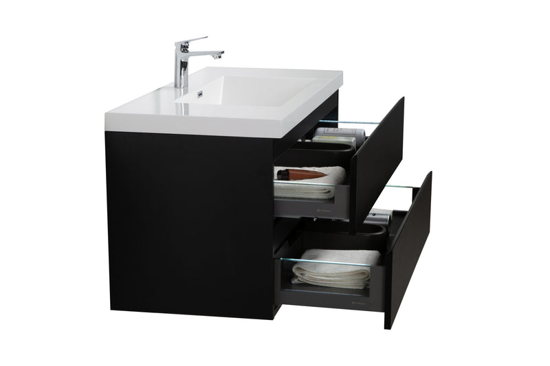 Laviva 313AUR-42MMB-GW Aurora 42" Matte Midnight Black Wall Hung Bathroom Vanity with White Acrylic Countertop - view 4