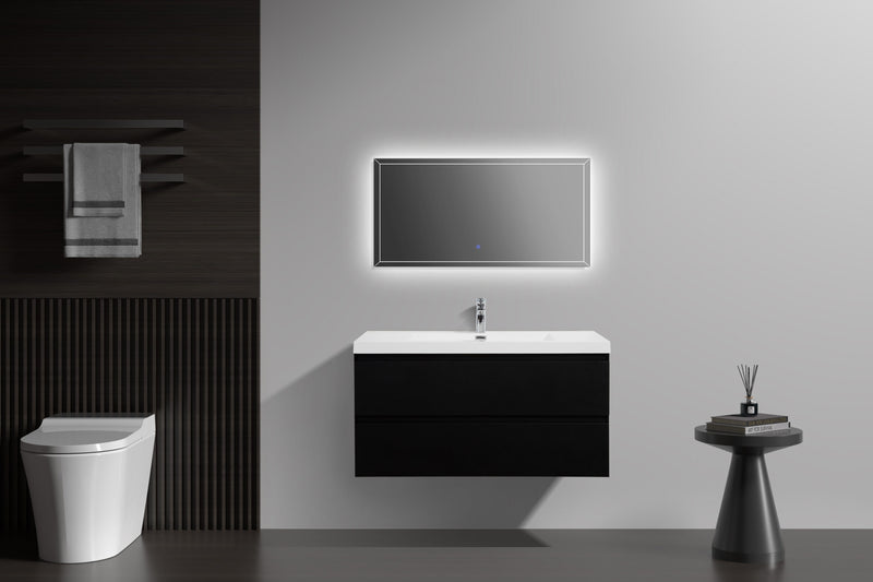 Laviva 313AUR-42MMB-GW Aurora 42" Matte Midnight Black Wall Hung Bathroom Vanity with White Acrylic Countertop - view 6
