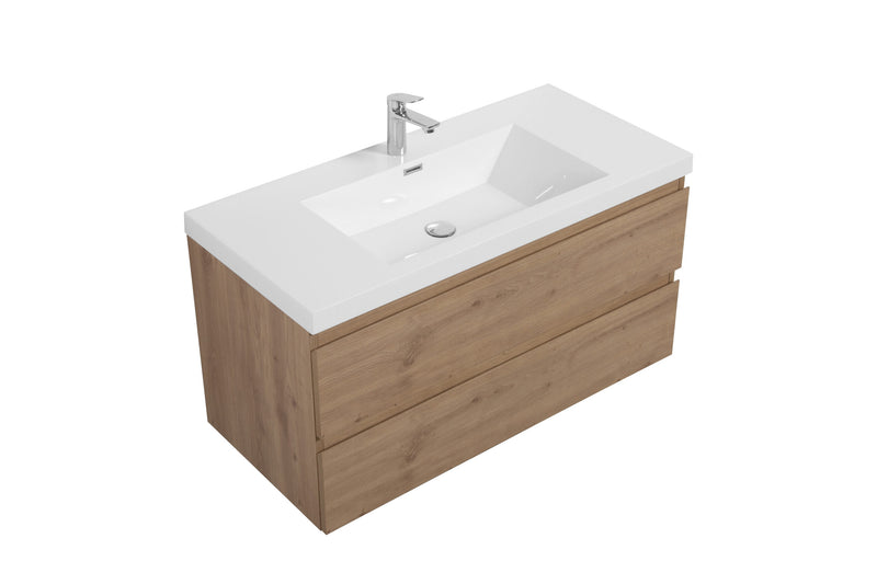 Laviva 313AUR-42SO-GW Aurora 42" Sonoma Oak Wall Hung Bathroom Vanity with White Acrylic Countertop - view 2