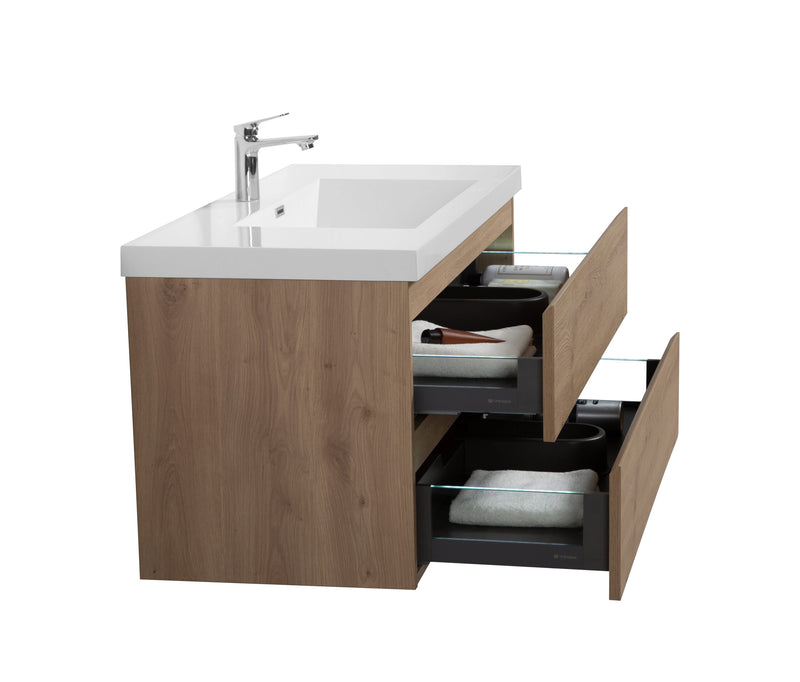 Laviva 313AUR-42SO-GW Aurora 42" Sonoma Oak Wall Hung Bathroom Vanity with White Acrylic Countertop - view 4