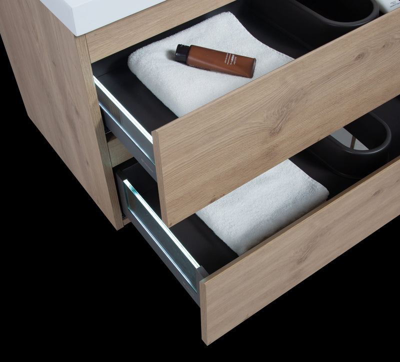 Laviva 313AUR-42SO-GW Aurora 42" Sonoma Oak Wall Hung Bathroom Vanity with White Acrylic Countertop - view 5