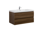 Laviva 313AUR-42SW-GW Aurora 42" Smokey Walnut Wall Hung Bathroom Vanity
