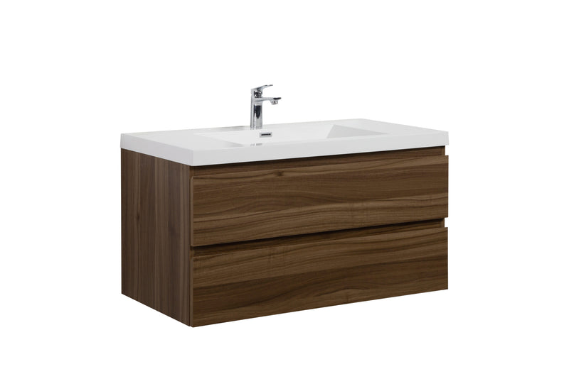 Laviva 313AUR-42SW-GW Aurora 42" Smokey Walnut Wall Hung Bathroom Vanity