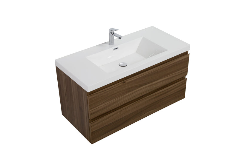 Laviva 313AUR-42SW-GW Aurora 42" Smokey Walnut Wall Hung Bathroom Vanity with White Acrylic Countertop - view 2