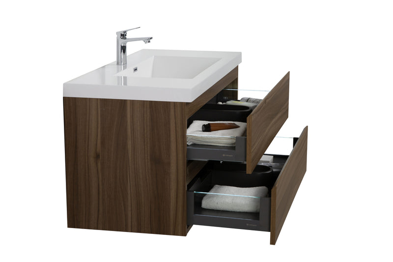 Laviva 313AUR-42SW-GW Aurora 42" Smokey Walnut Wall Hung Bathroom Vanity with White Acrylic Countertop - view 4