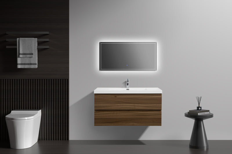 Laviva 313AUR-42SW-GW Aurora 42" Smokey Walnut Wall Hung Bathroom Vanity with White Acrylic Countertop - view 6