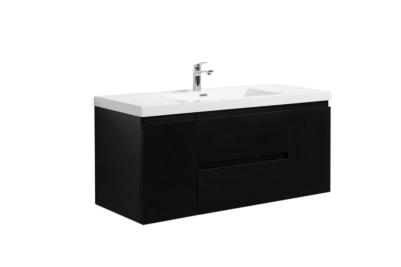 Laviva 313AUR-48MMB-GW Aurora 48" Matte Midnight Black Wall Hung Bathroom Vanity