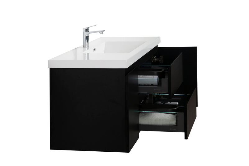 Laviva 313AUR-48MMB-GW Aurora 48" Matte Midnight Black Wall Hung Bathroom Vanity with White Acrylic Countertop - view 4
