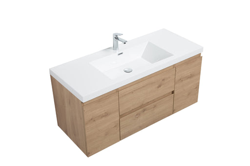 Laviva 313AUR-48SO-GW Aurora 48" Sonoma Oak Wall Hung Bathroom Vanity with White Acrylic Countertop - view 2