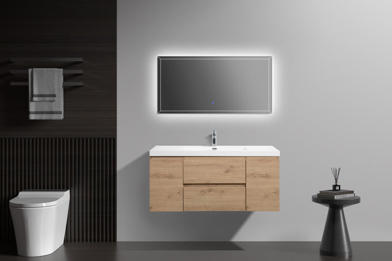 Laviva 313AUR-48SO-GW Aurora 48" Sonoma Oak Wall Hung Bathroom Vanity with White Acrylic Countertop - view 6