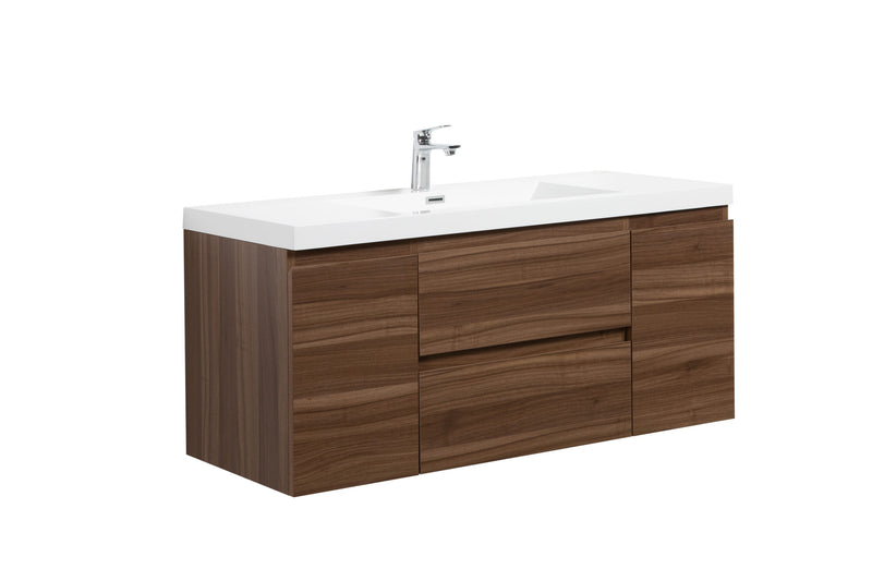 Laviva 313AUR-48SW-GW Aurora 48" Smokey Walnut Wall Hung Bathroom Vanity