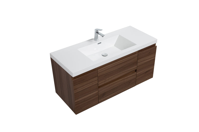 Laviva 313AUR-48SW-GW Aurora 48" Smokey Walnut Wall Hung Bathroom Vanity with White Acrylic Countertop - view 2