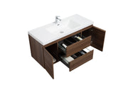 Laviva 313AUR-48SW-GW Aurora 48" Smokey Walnut Wall Hung Bathroom Vanity with White Acrylic Countertop - view 3