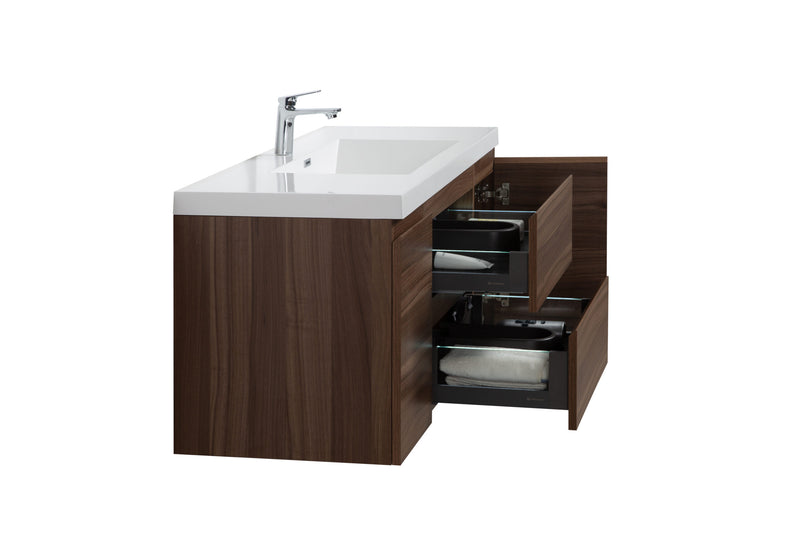 Laviva 313AUR-48SW-GW Aurora 48" Smokey Walnut Wall Hung Bathroom Vanity with White Acrylic Countertop - view 4