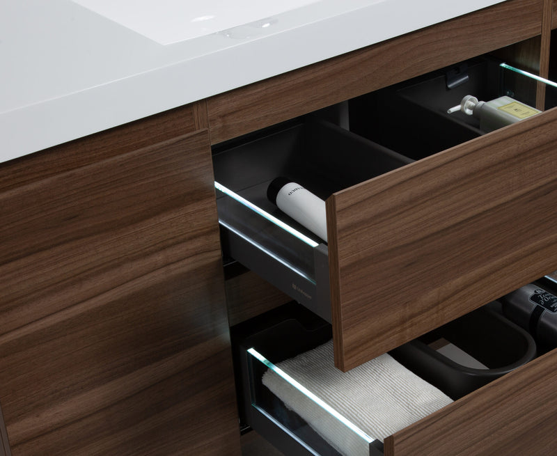 Laviva 313AUR-48SW-GW Aurora 48" Smokey Walnut Wall Hung Bathroom Vanity with White Acrylic Countertop - view 5
