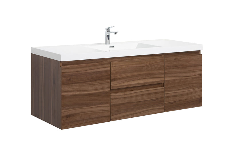 Laviva 313AUR-60CSW-GW Aurora 60" Smokey Walnut Wall Hung Single Sink Bathroom Vanity