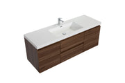 Laviva 313AUR-60CSW-GW Aurora 60" Smokey Walnut Wall Hung Single Sink Bathroom Vanity with White Acrylic Countertop - view 2