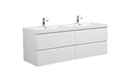 Laviva 313AUR-60DGPW-GW Aurora 60" Glossy Polar White Wall Hung Double Sink Bathroom Vanity
