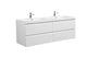 Laviva 313AUR-60DGPW-GW Aurora 60" Glossy Polar White Wall Hung Double Sink Bathroom Vanity