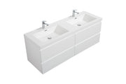 Laviva 313AUR-60DGPW-GW Aurora 60" Glossy Polar White Wall Hung Double Sink Bathroom Vanity with White Acrylic Countertop - view 2