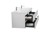 Laviva 313AUR-60DGPW-GW Aurora 60" Glossy Polar White Wall Hung Double Sink Bathroom Vanity with White Acrylic Countertop - view 4