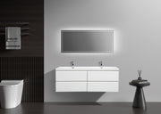 Laviva 313AUR-60DGPW-GW Aurora 60" Glossy Polar White Wall Hung Double Sink Bathroom Vanity with White Acrylic Countertop - view 6