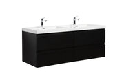 Laviva 313AUR-60DMMB-GW Aurora 60" Matte Midnight Black Wall Hung Double Sink Bathroom Vanity