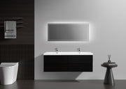 Laviva 313AUR-60DMMB-GW Aurora 60" Matte Midnight Black Wall Hung Double Sink Bathroom Vanity with White Acrylic Countertop - view 6