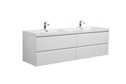 Laviva 313AUR-72DGPW-GW Aurora 72" Glossy Polar White Wall Hung Double Sink Bathroom Vanity