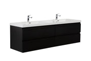 Laviva 313AUR-72DMMB-GW Aurora 72" Matte Midnight Black Wall Hung Double Sink Bathroom Vanity