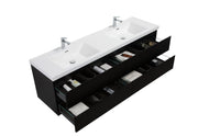 Laviva 313AUR-72DMMB-GW Aurora 72" Matte Midnight Black Wall Hung Double Sink Bathroom Vanity with White Acrylic Countertop - view 3