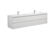 Laviva 313AUR-84DGPW-GW Aurora 84" Glossy Polar White Wall Hung Double Sink Bathroom Vanity