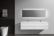 Laviva 313AUR-84DGPW-GW Aurora 84" Glossy Polar White Wall Hung Double Sink Bathroom Vanity with White Acrylic Countertop - view 6