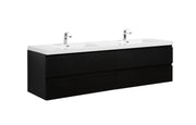 Laviva 313AUR-84DMMB-GW Aurora 84" Matte Midnight Black Wall Hung Double Sink Bathroom Vanity