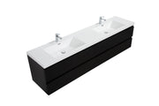 Laviva 313AUR-84DMMB-GW Aurora 84" Matte Midnight Black Wall Hung Double Sink Bathroom Vanity with White Acrylic Countertop - view 2