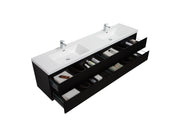 Laviva 313AUR-84DMMB-GW Aurora 84" Matte Midnight Black Wall Hung Double Sink Bathroom Vanity with White Acrylic Countertop - view 3